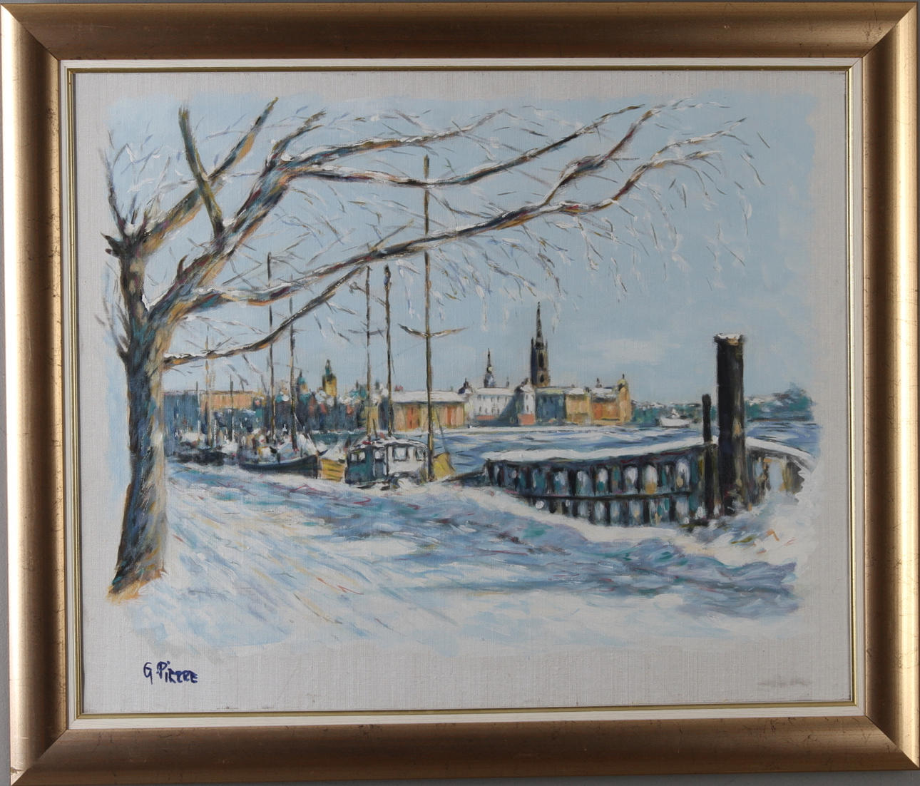 GUSTAV PIERRE. Stockholmsmotiv, olja på duk, signerad.