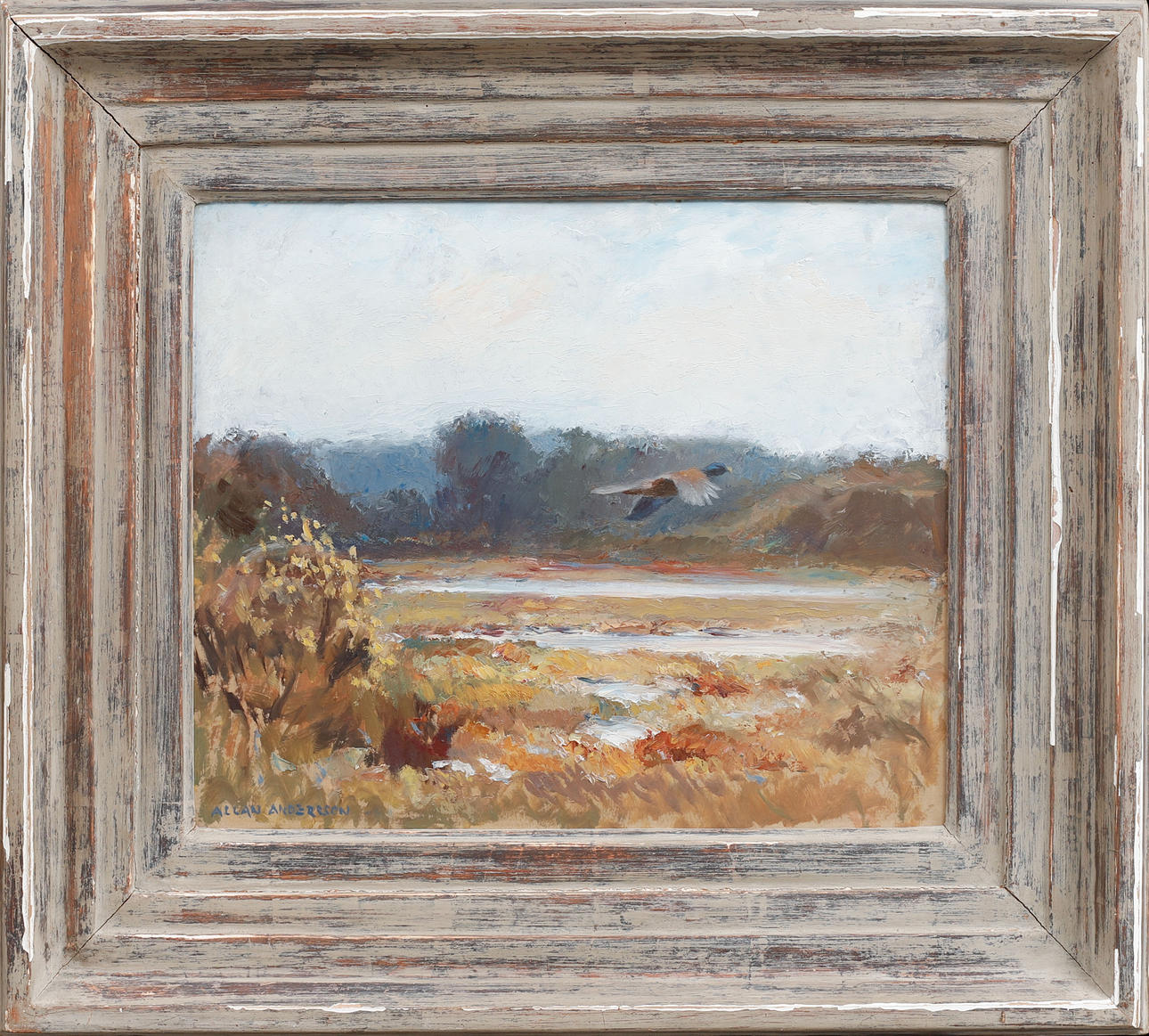 ALLAN ANDERSSON. “Täderropp over bog”, oil on panel, signed.
