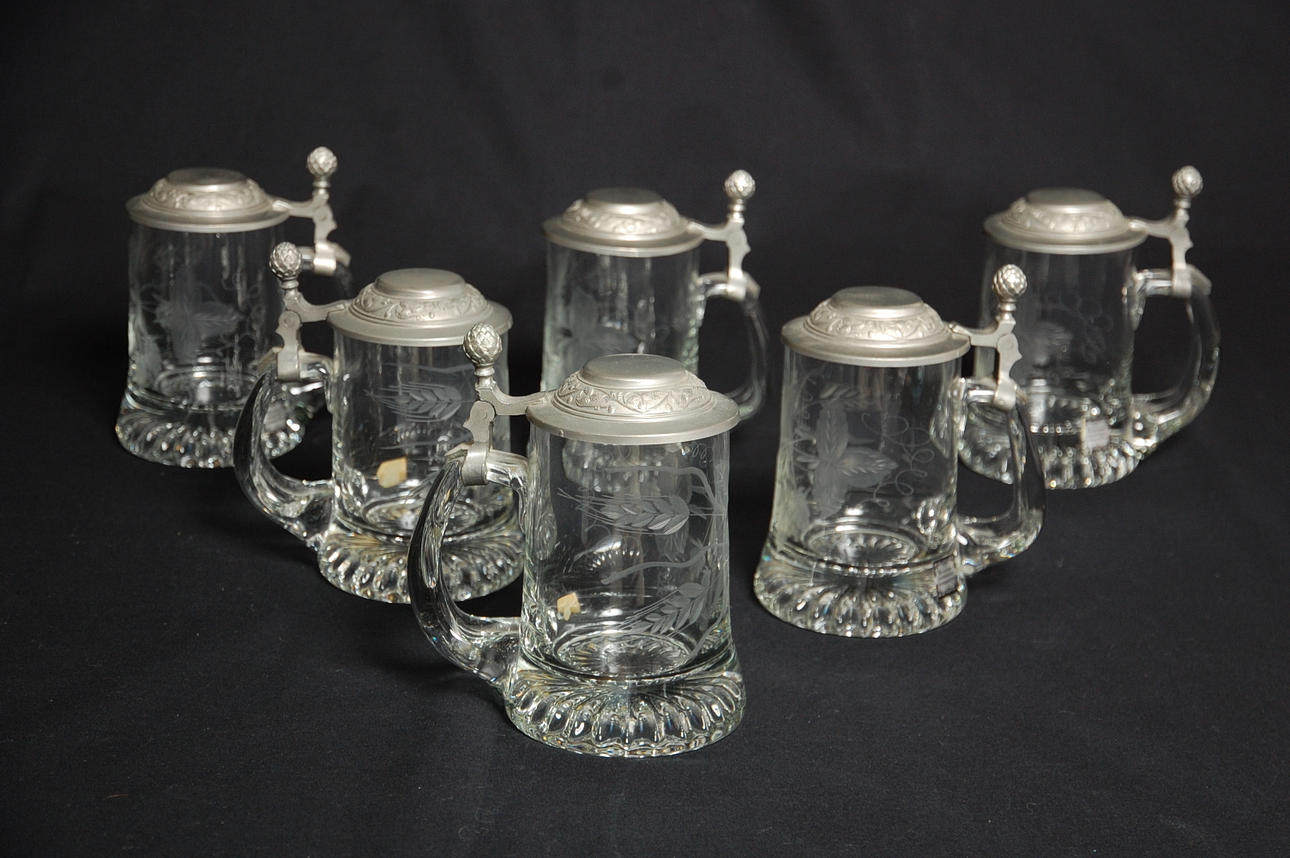 ÖLSSTOP, 6 st kristall, tenn.