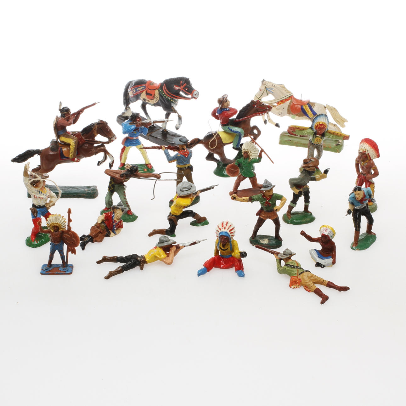 WESTERNFIGURER, ca 21 st, bland annat elastolin, 1900-tal.