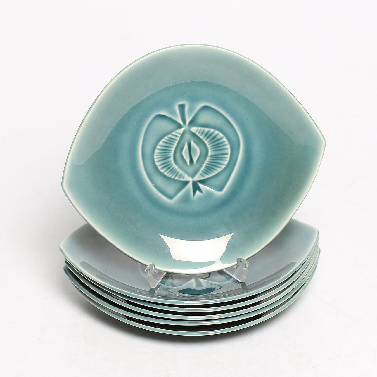 ASSIETTER, 6 st, porslin, "Astrakan", Lisa Larson, Gustavsberg, 1960-tal.