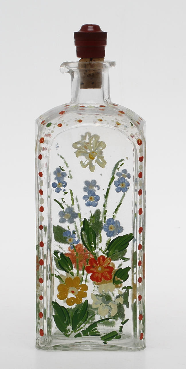 FLASKA, glas, bemålad, "Ödåkra".