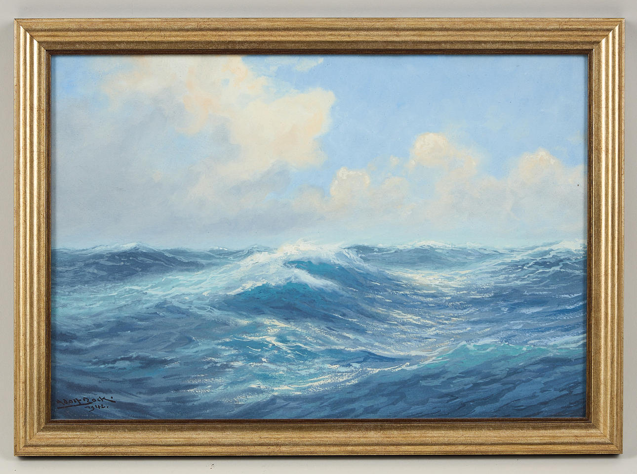 ADOLF BOCK. Big waves, signed and dated 1942, gouache.
