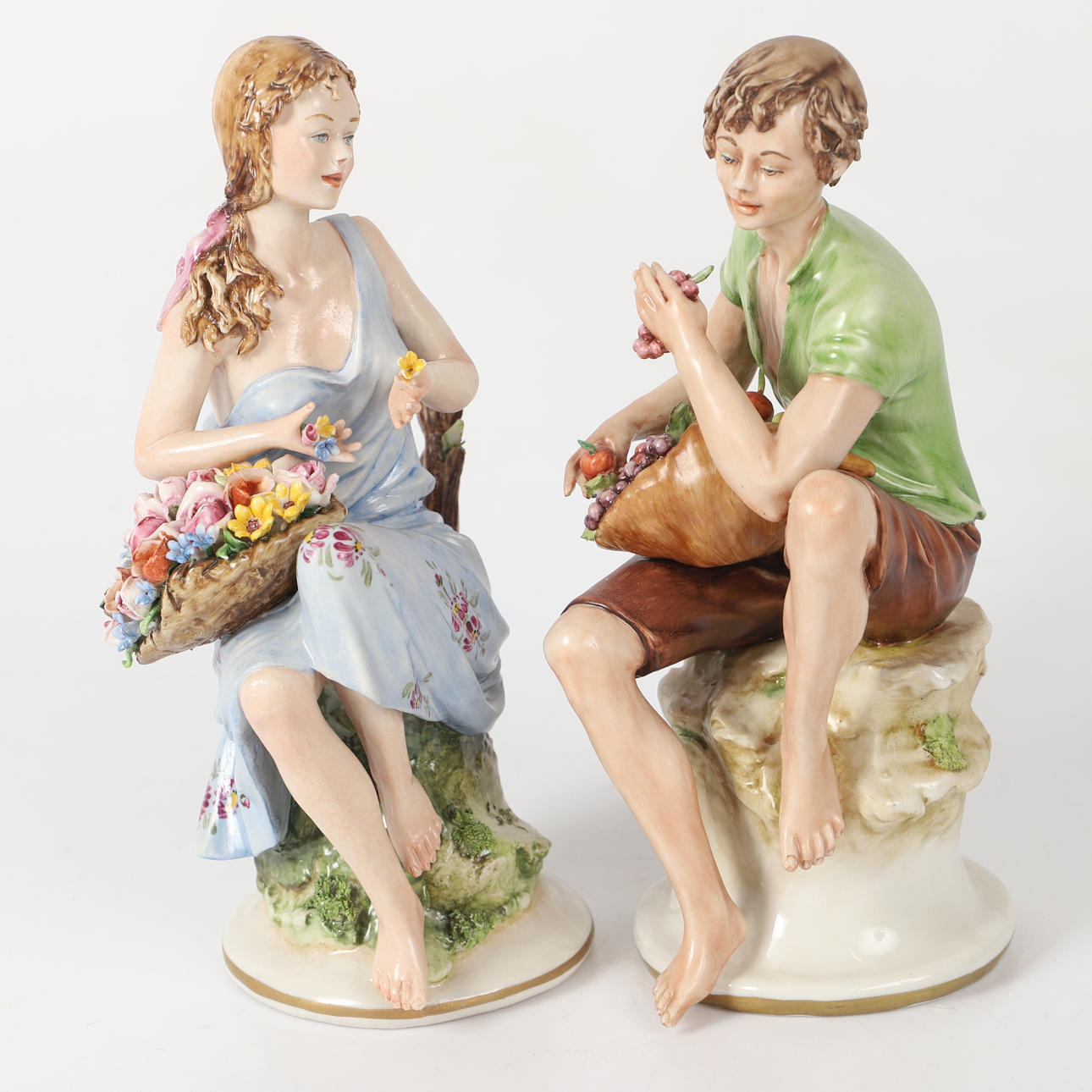 FIGURINER, 2 stycken, porslin, Capodimonte, Italien.