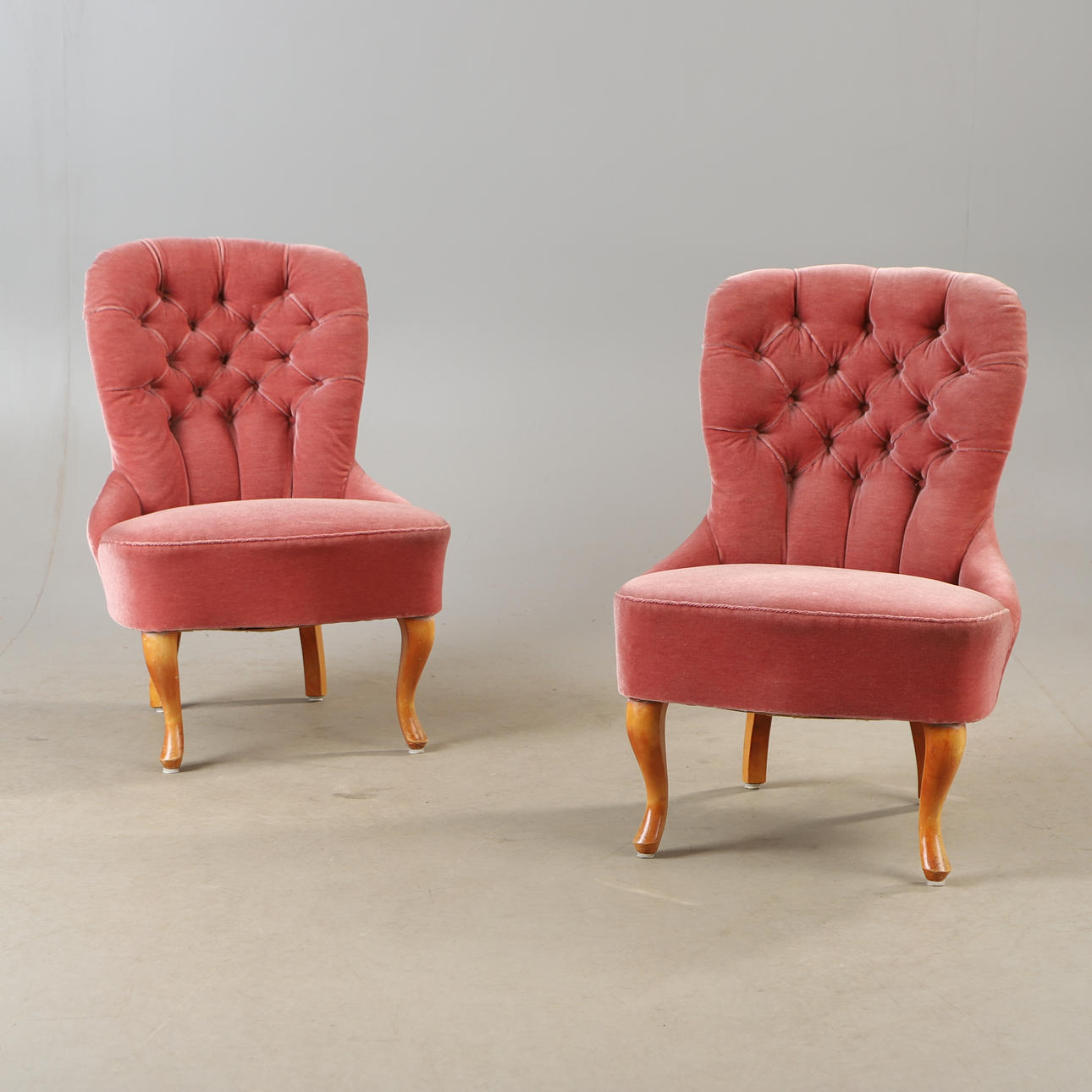 ARMCHAIRS, 1 pair, plush upholstery, rococo style.