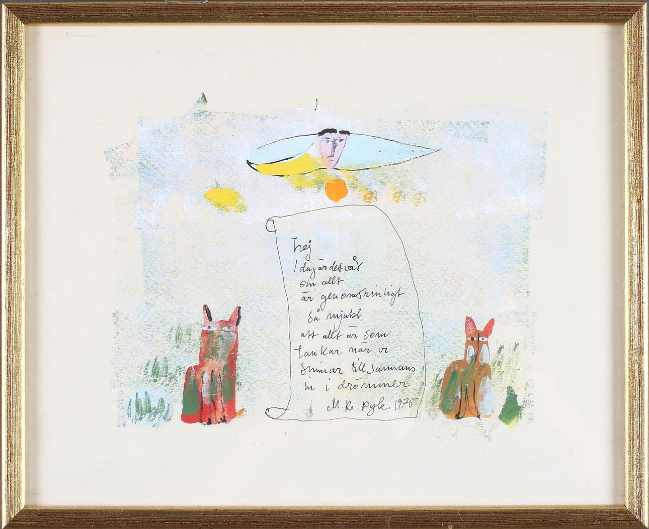 MADELEINE PYK. Komposition, gouache, signerad och daterad 1975.