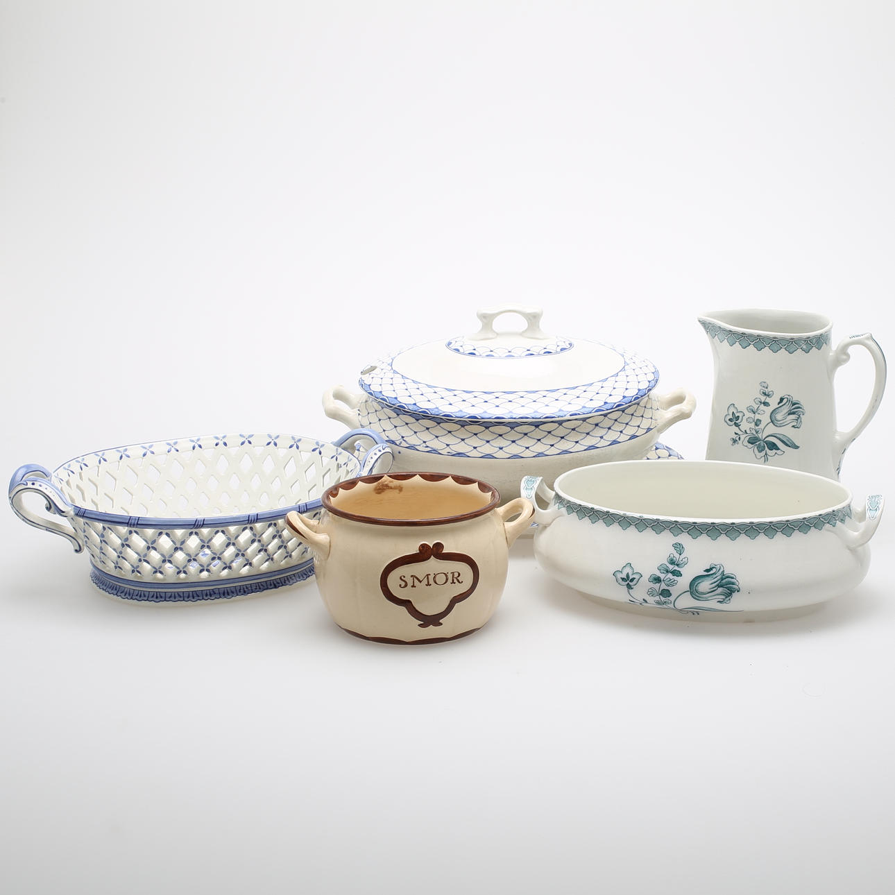 GALLERSKÅL, Rörstrand samt SERVISDELAR 4 st, Alva, Pyro, Regina, Rörstrand, Gustavsberg.