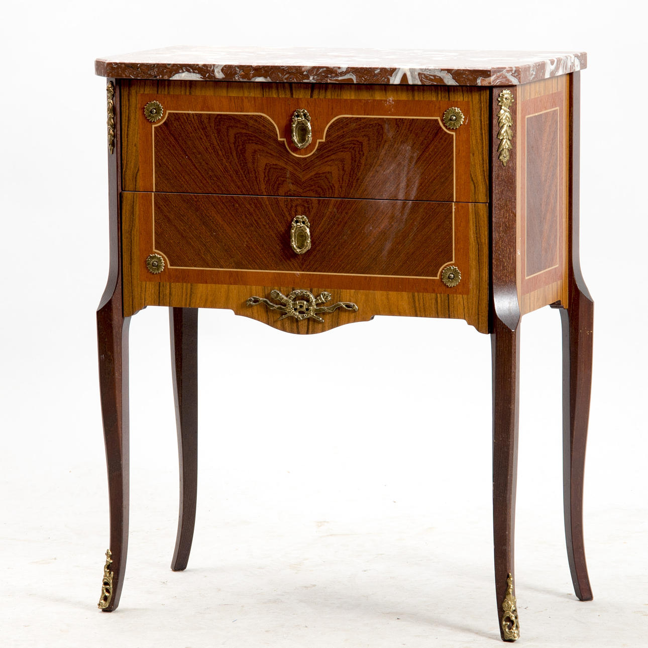 HALLBYRÅ, 2-lådig, mahogny med stenskiva, rokokostil.