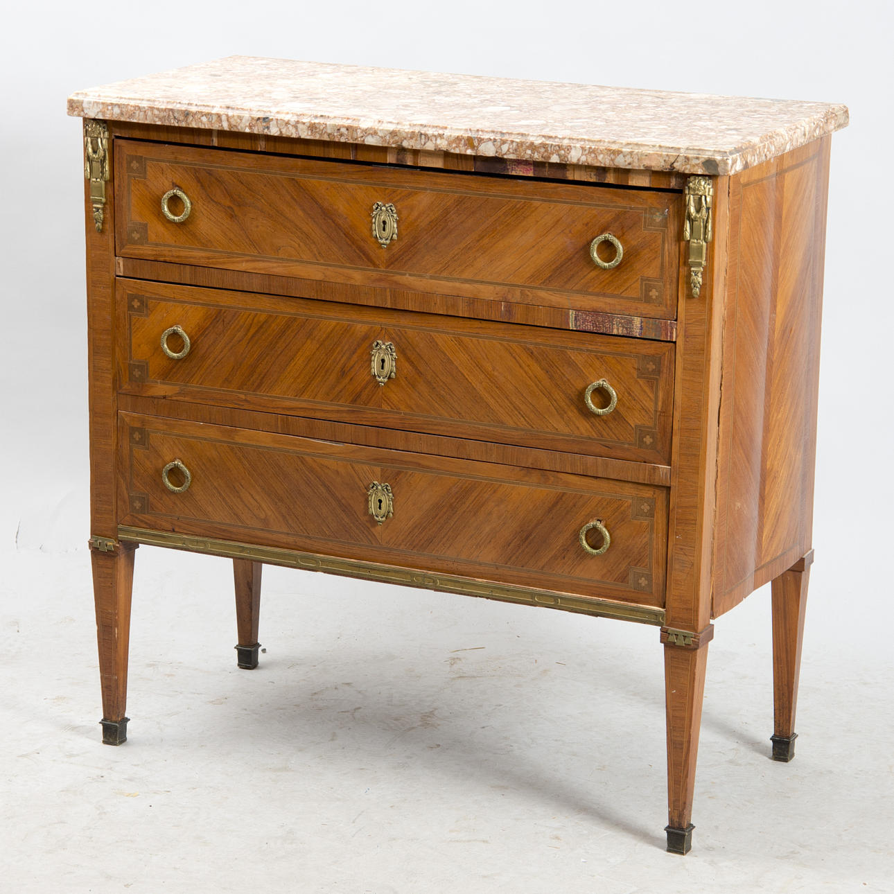 BYRÅ MED STENSKIVA, gustaviansk stil, 1800-tal.