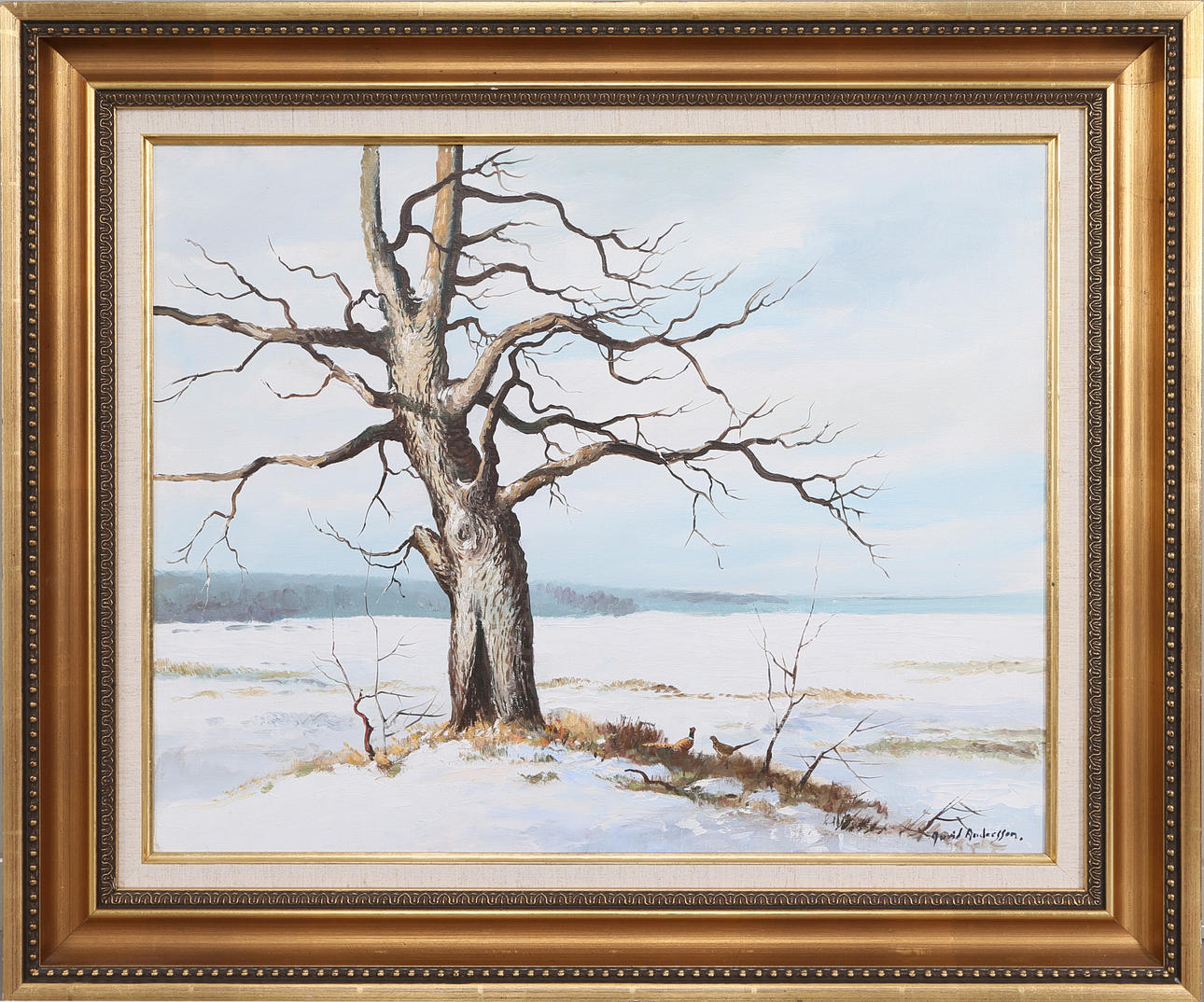 ARVID ANDERSSON. Vinterlandskap, olja på duk, signerad.