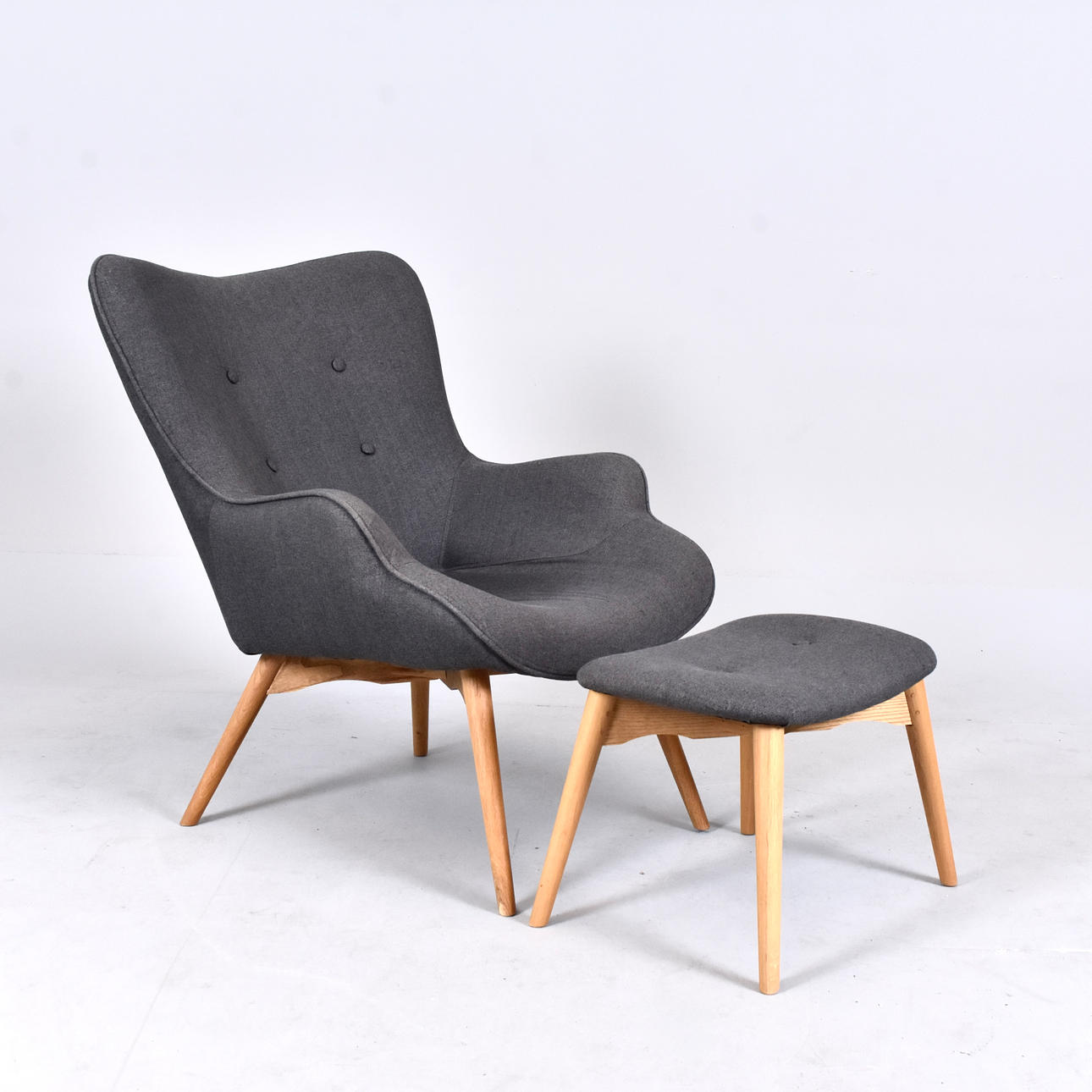 ARMCHAIR WITH FOOTSTOOL, modern production.