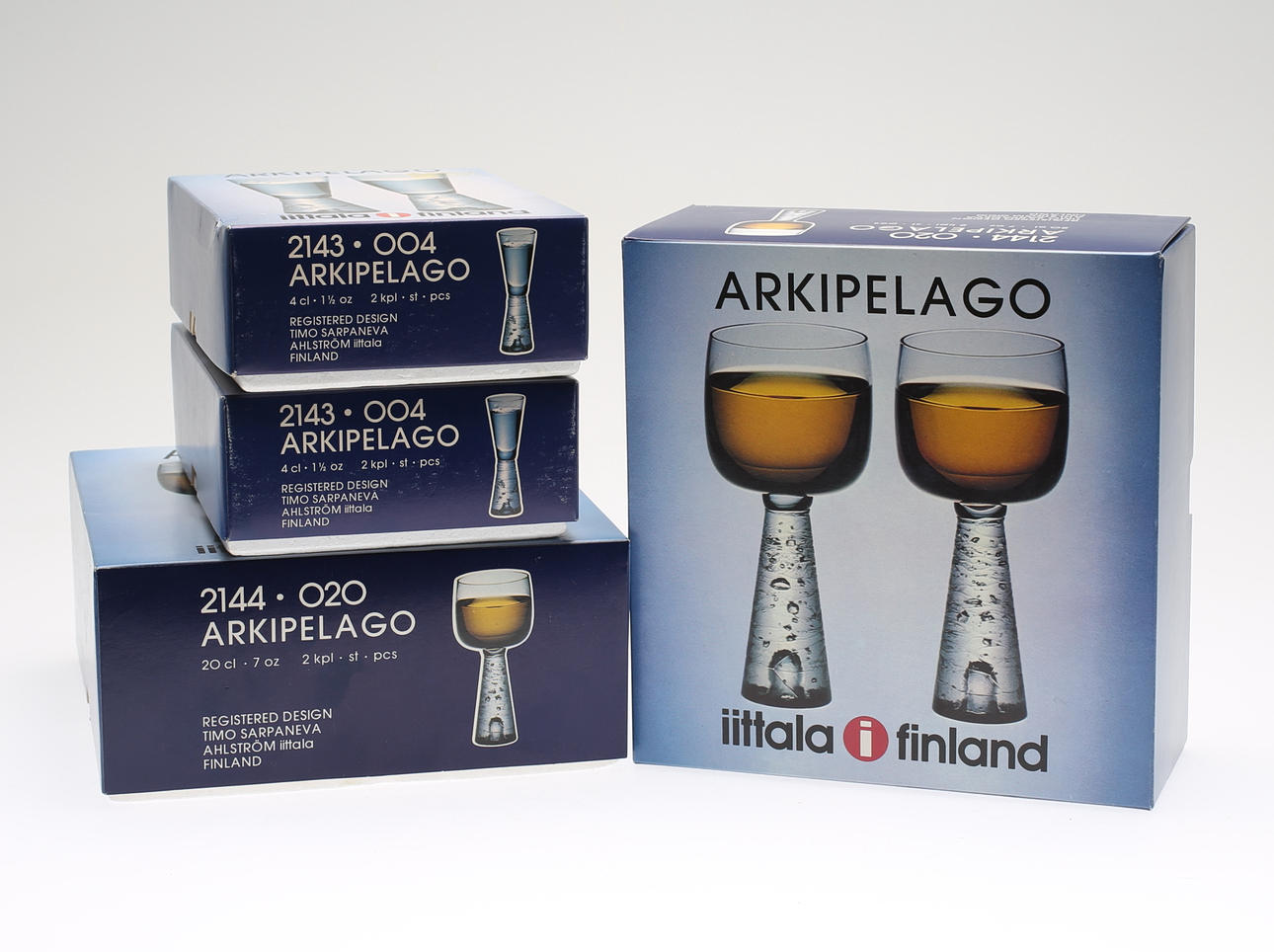 GLASSERVIS, 4+4 delar, "Arkipelago". Timo Sarpaneva, Iitala.