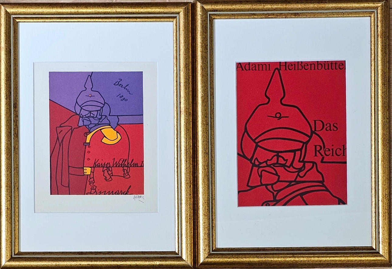 AFTER VALERIO ADAMI (1935-). “From Reich.” Two offset lithographs on paper.