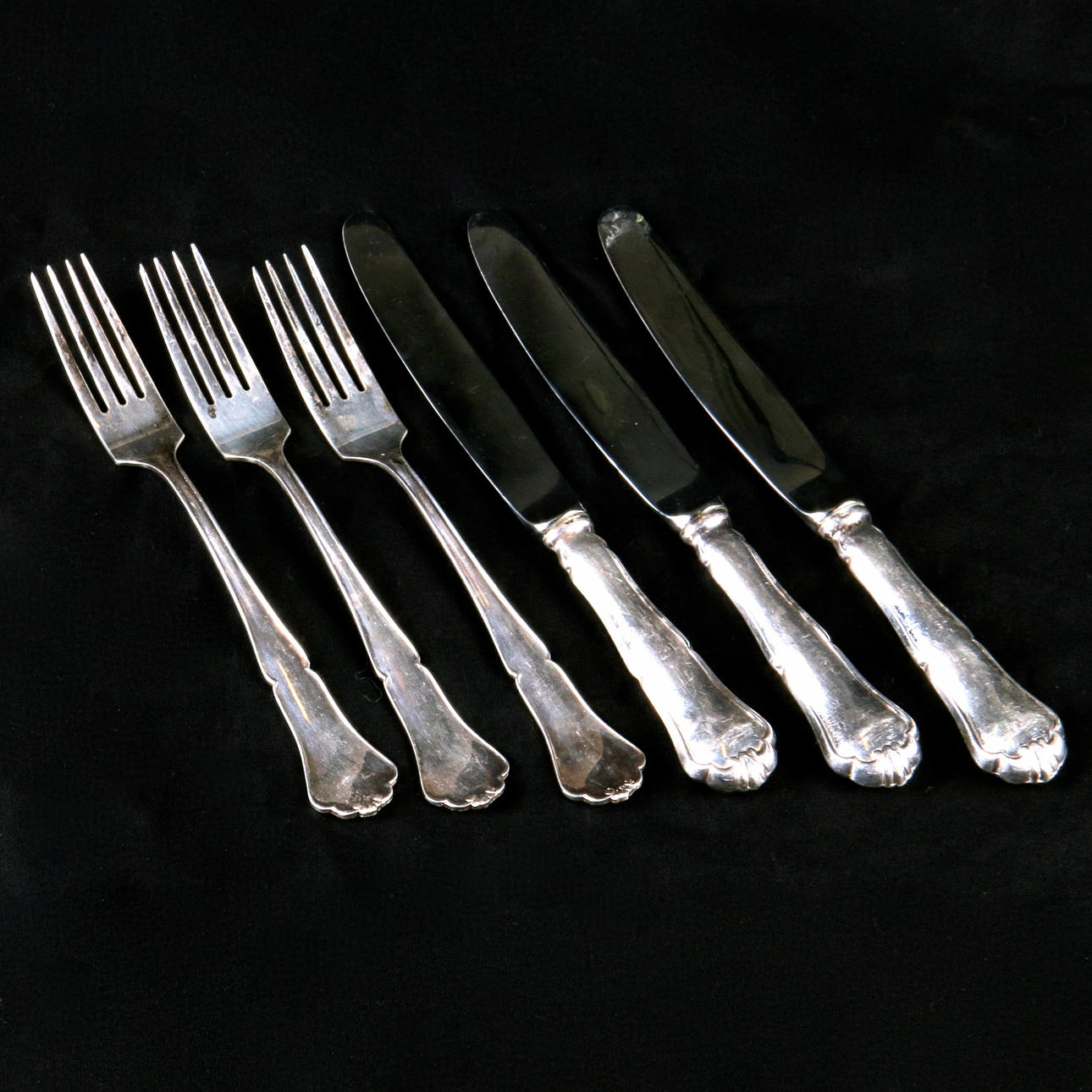 BESTICK, 6 delar, silver, "Hansa", 1900-tal.