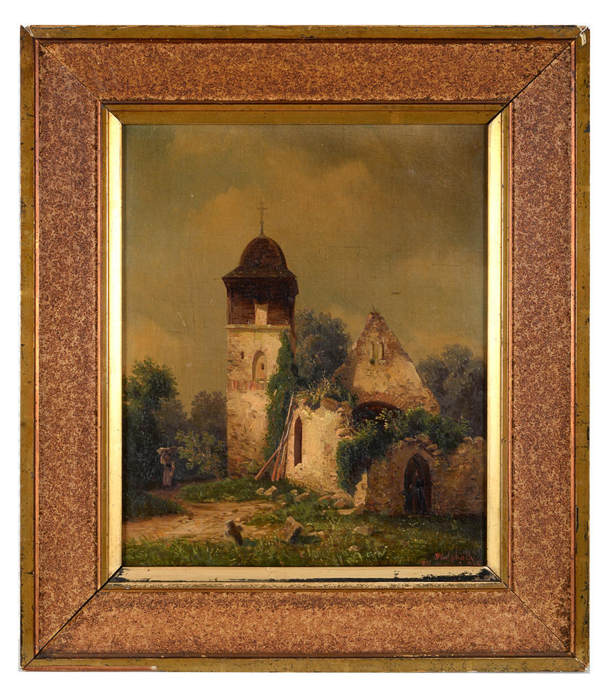 RUDOLF HOLZHALB. Klosterruiner med munk och penselträsamlare.