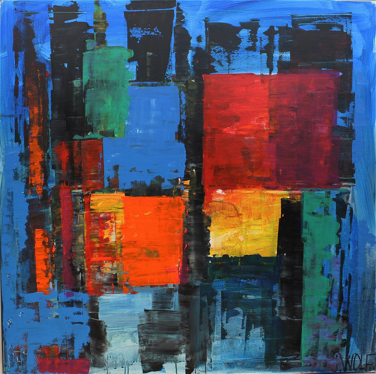 JAN WOLF. "Colours of life. New York. Johnart III". Akryl på duk Signerad J Wolf.