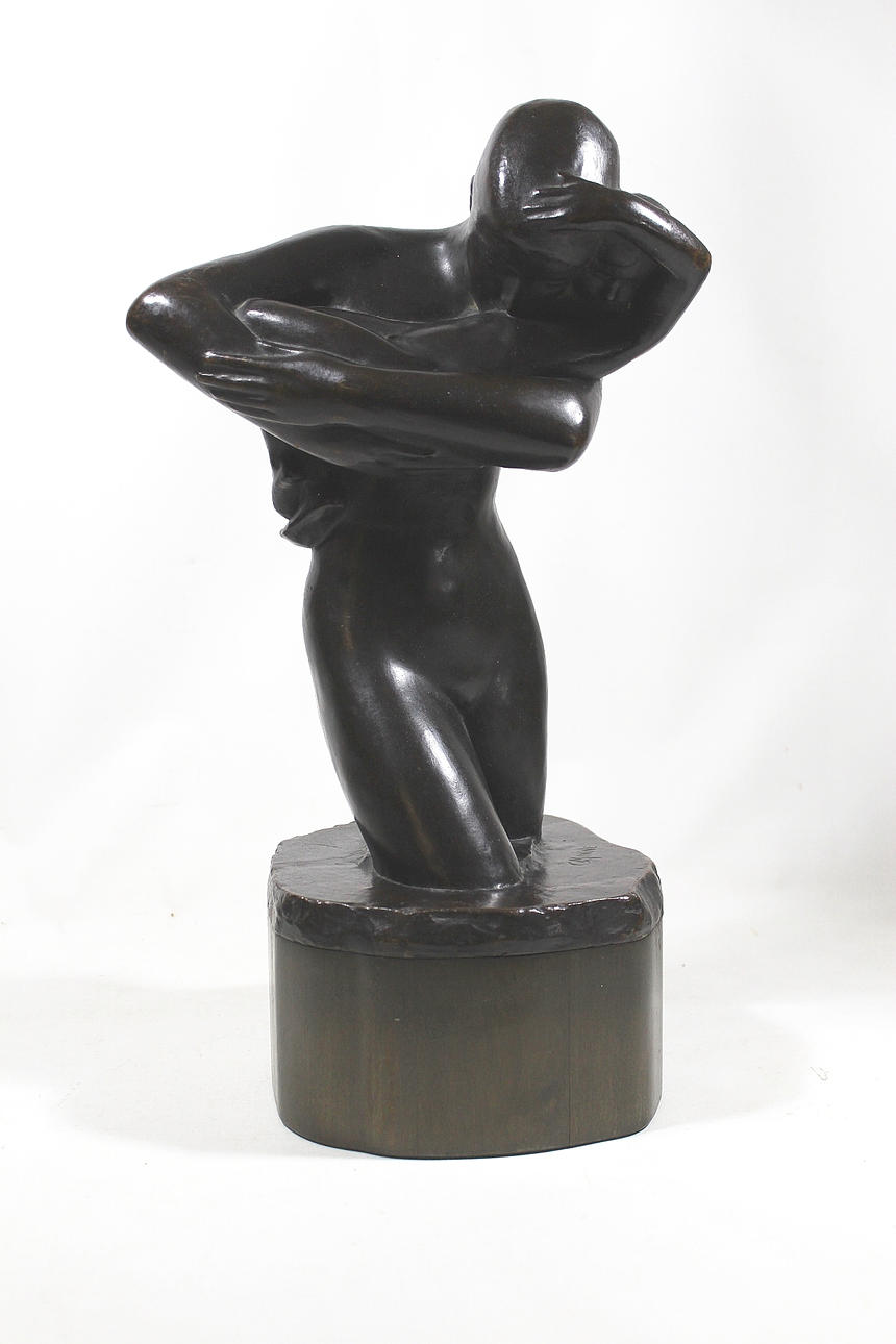 GEORGE MINNE. staty, brons, mor med barn, signerad G Minne.