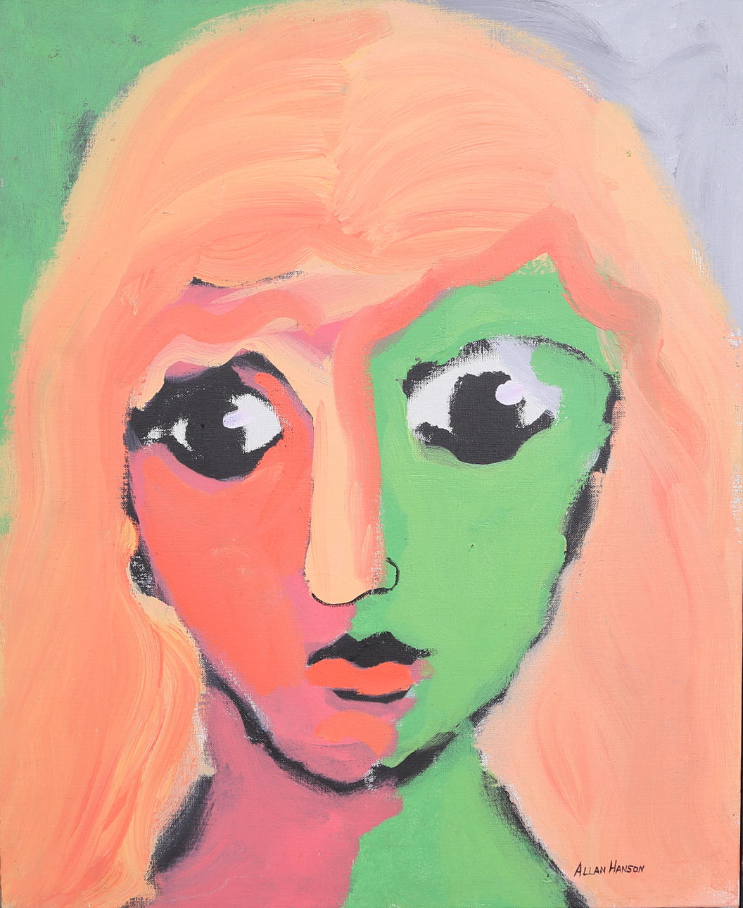 ALLAN HANSON. "The girl in discoteque", olja på duk, signerad.