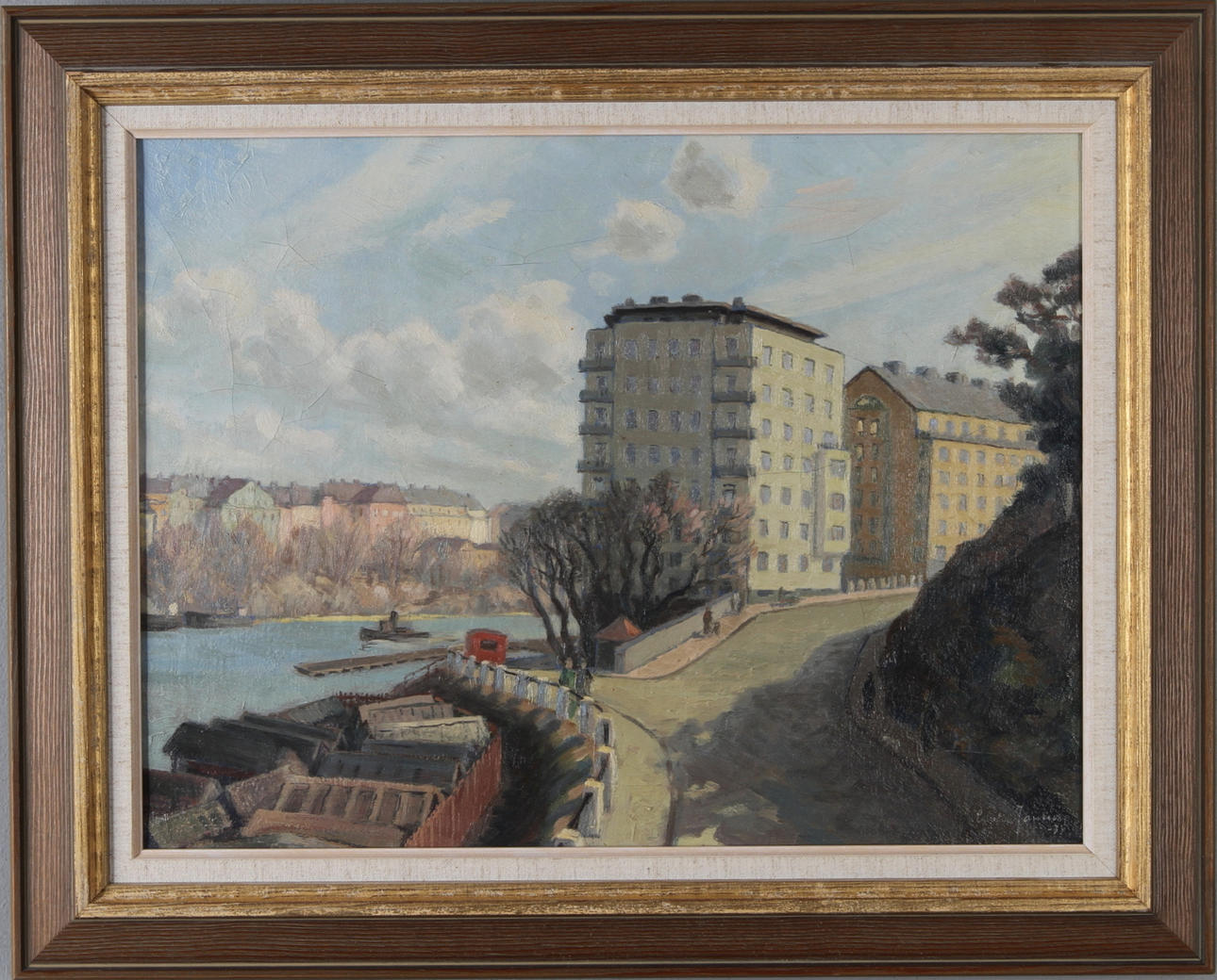 EDVIN JANSSON. Igeldammsgatan, Kungsholmen, olja på duk, signerad samt daterad -35.