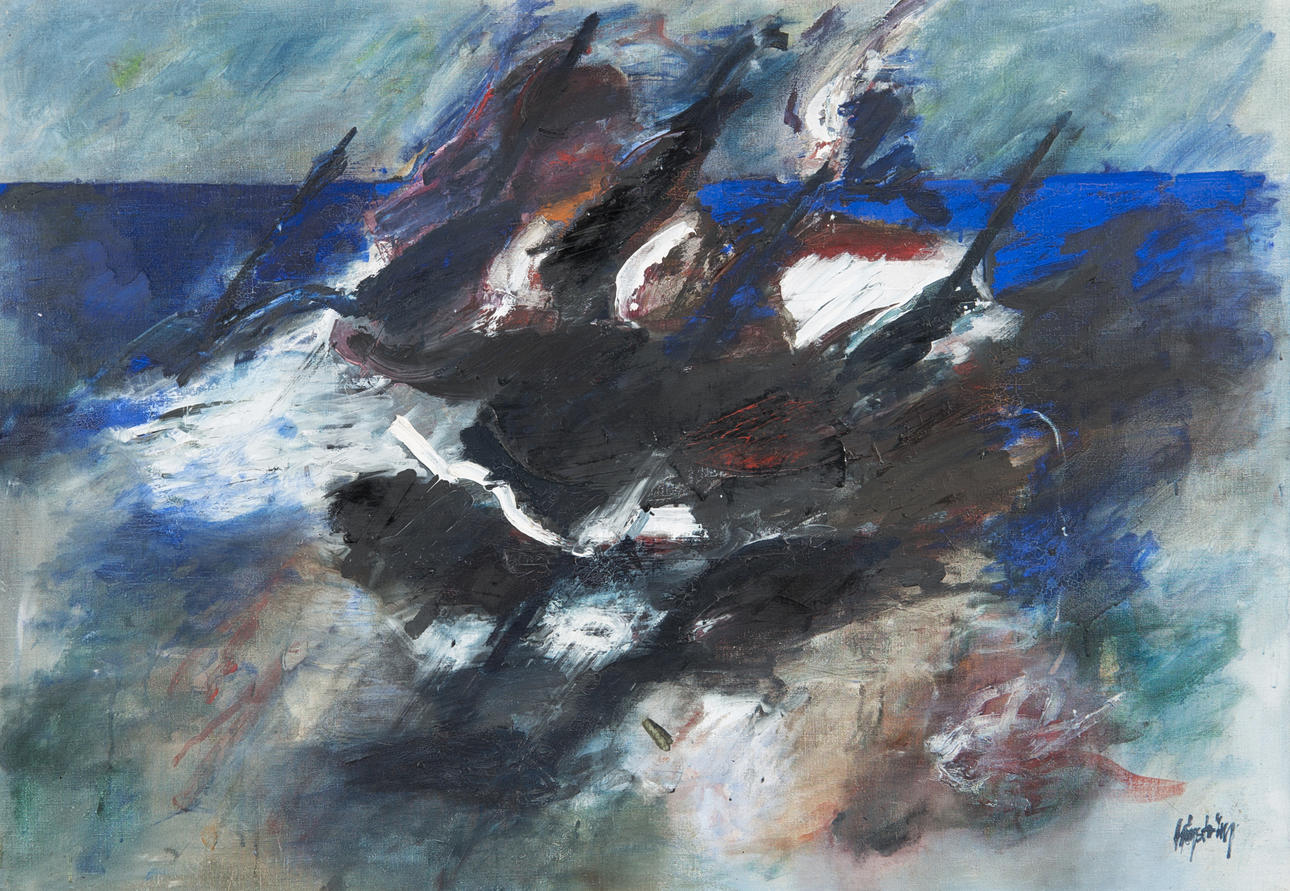 KJELL HÖGSTRÖM. "Klippa Ransvik", olja på duk, signerad Högström.