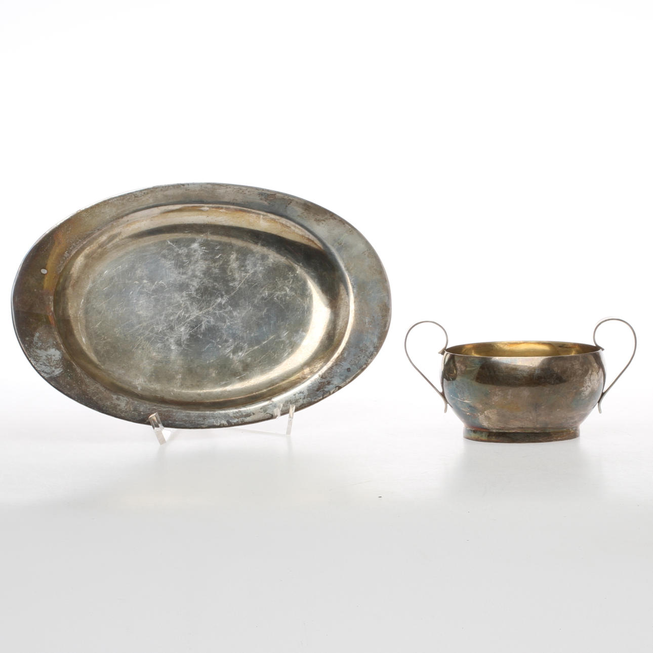 BRICKA samt SKÅL, silver, Haglund Studio, Stockholm, 1948.