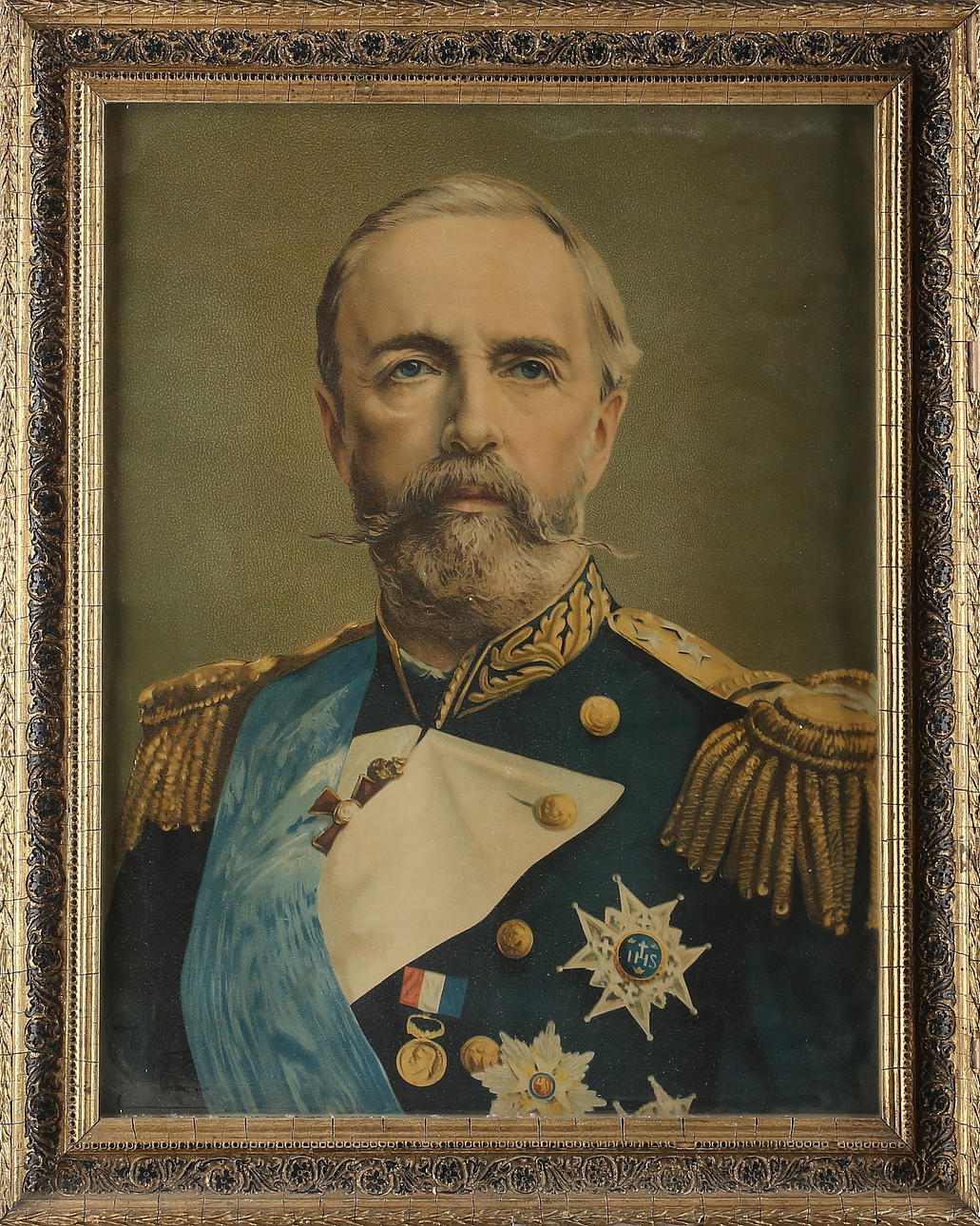 KUNGAPORTRÄTT, Kung Oscar II och Drottning Sophia. Oljetryck.