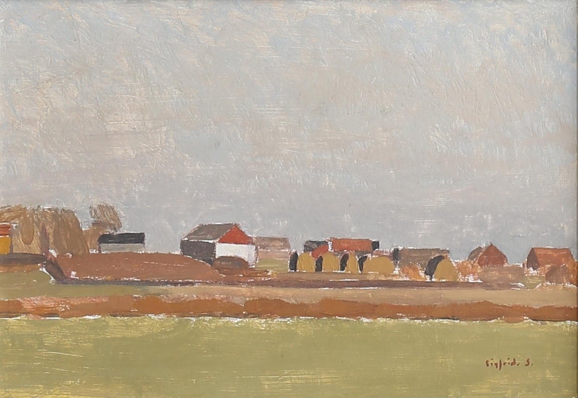 SIGFRID SÖDERGREN. Landskap, troligen Öland. Olja på pannå, signerad.