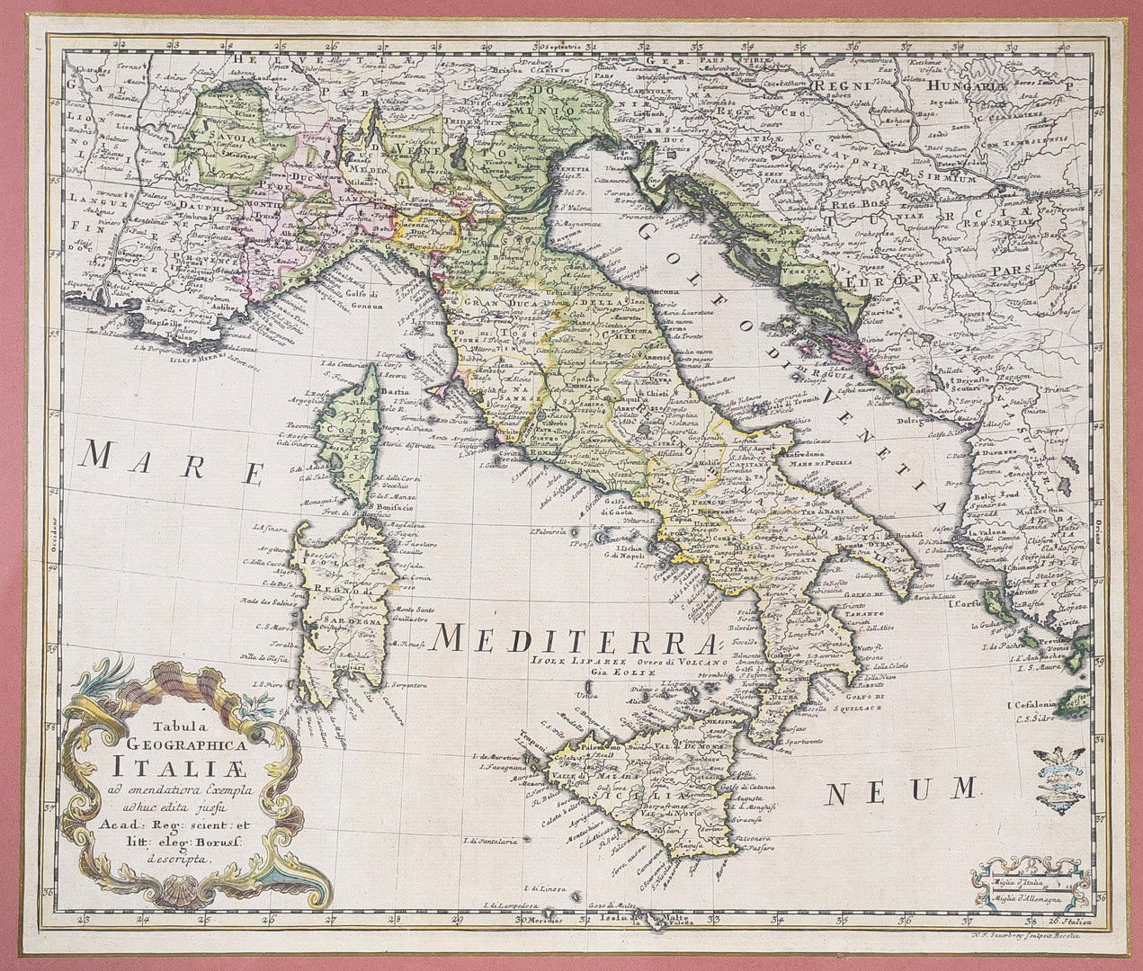 TABULA GEOGRAPHICA ITALIAE, AN ENGRAVED MAP.