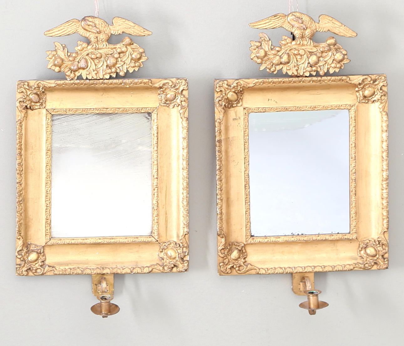 SPEGELLAMPETTER, 1 par, senempire, 1800-tal.