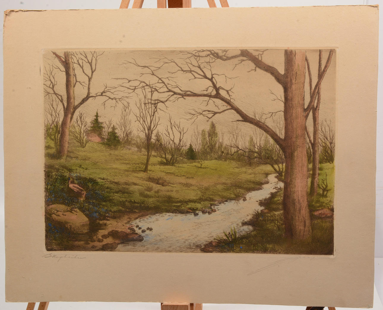 JEAN SKOGLUND. Forest Brook. Color etching.