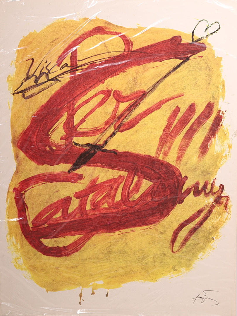 AFTER ANTONI  TAPIES. UNTITLED. LITHOGRAPH SIGNED ON PLATE.