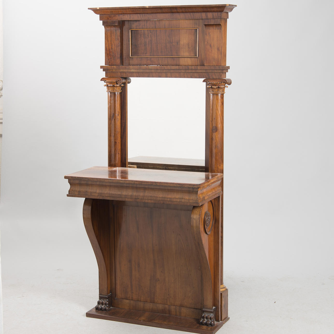 SPEGEL MED KONSOLBORD, mahogny, empir.