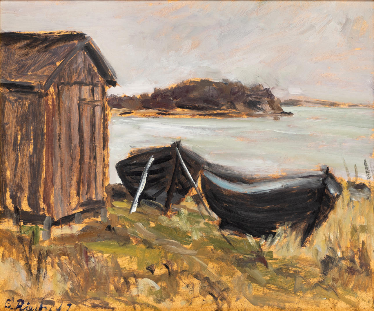 GÜNTER RIECHERT (1929-2023). Boote am Wasser.