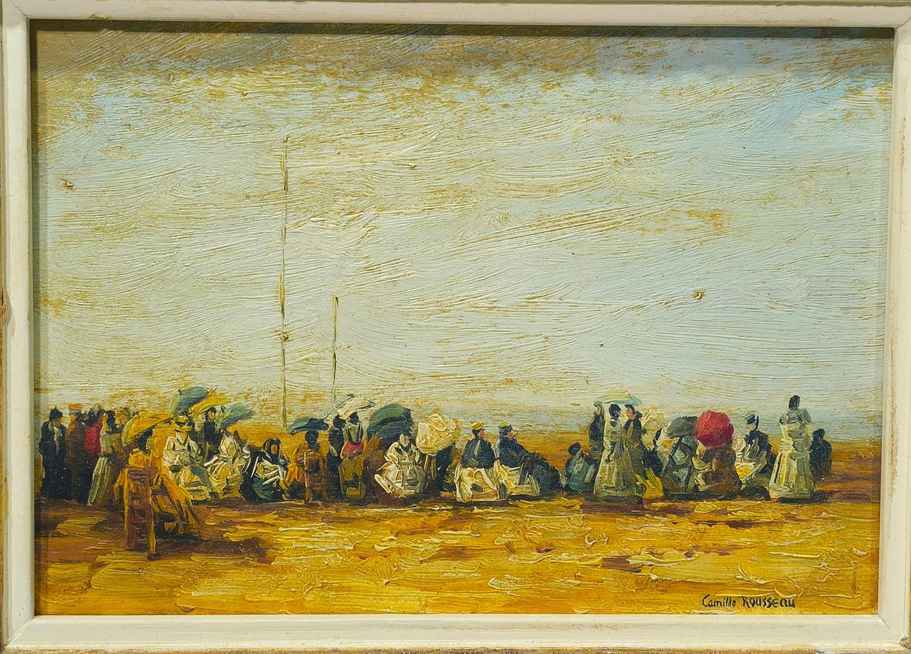 CAMILLE ROUSSEAU (1949). Meeting on the beach, oil on panel. Art ...