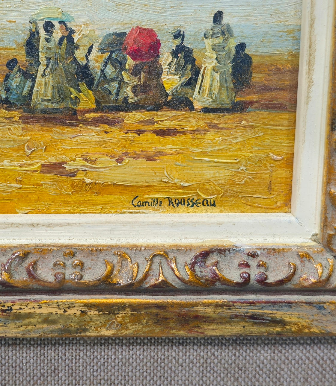 CAMILLE ROUSSEAU (1949). Meeting on the beach, oil on panel. Art ...