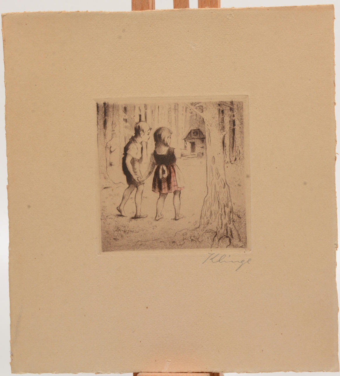 KLINGE. Hans and Greta. etching.