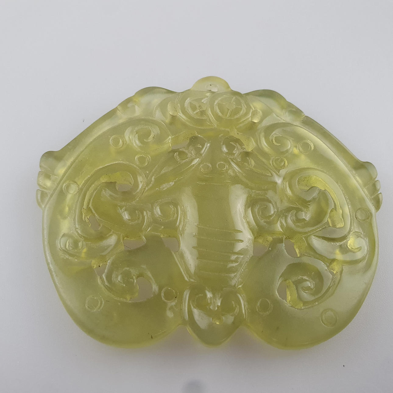 JADE BADGE - China, jade, butterfly design.