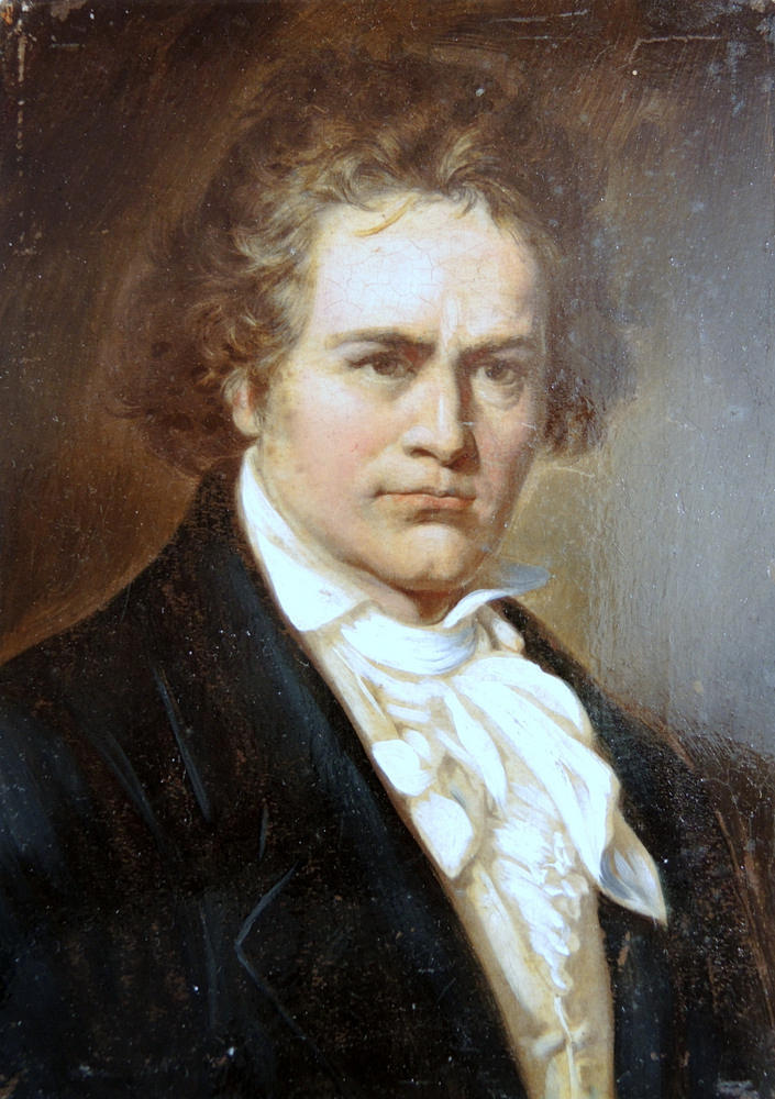 NACH EINEM ORIGINAL VON CARL JÄGER. LITET PORTRÄTT AV BEETHOVEN.