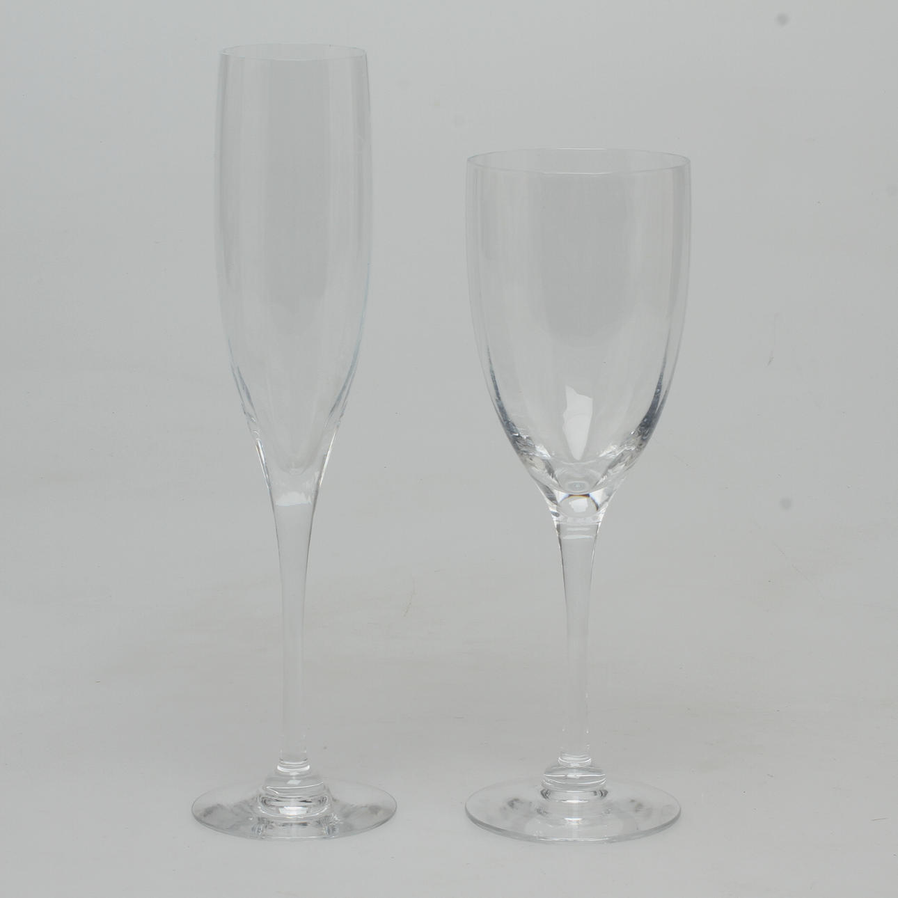 CHAMPAGNEGLAS 5 st samt VINGLAS 3 st, "Optica", Orrefors.