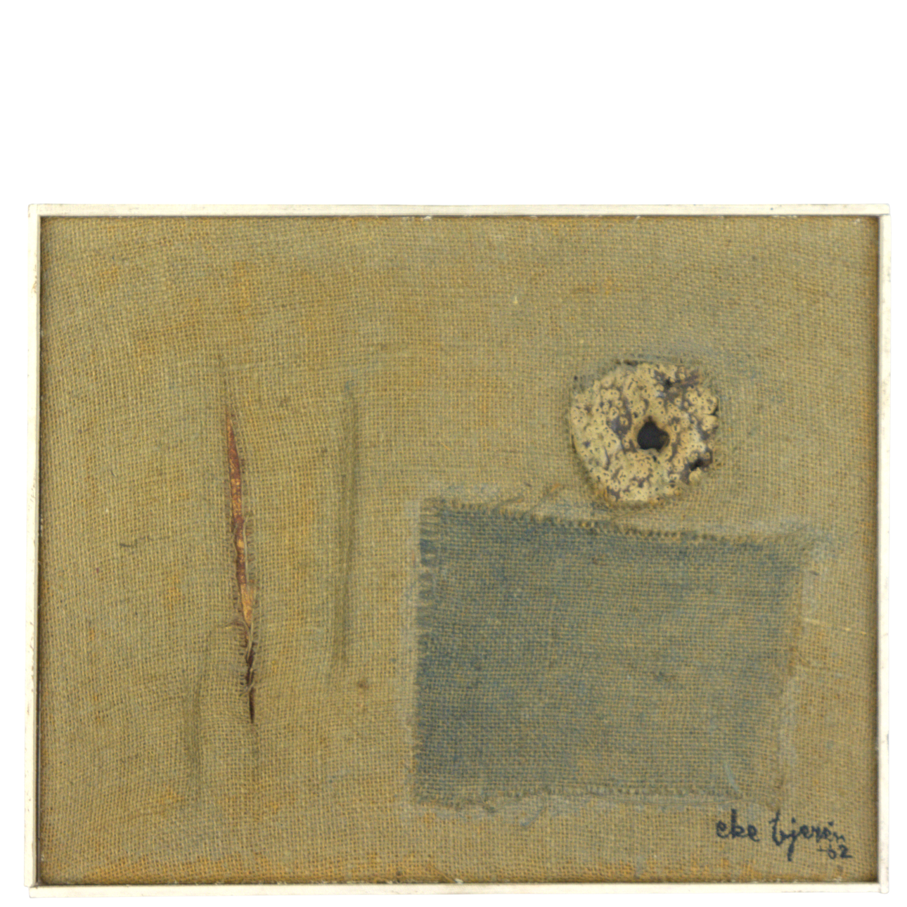 EKE BJERÉN. Mixed media on panel, composition, signed, -62.