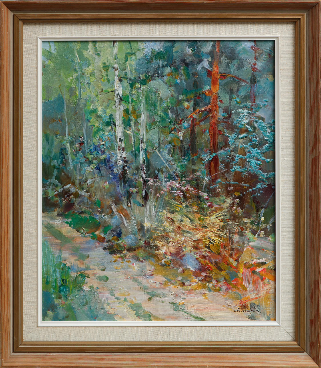 HUGO ÖFVERSTRÖM. Tree by path, oil on canvas, signed.