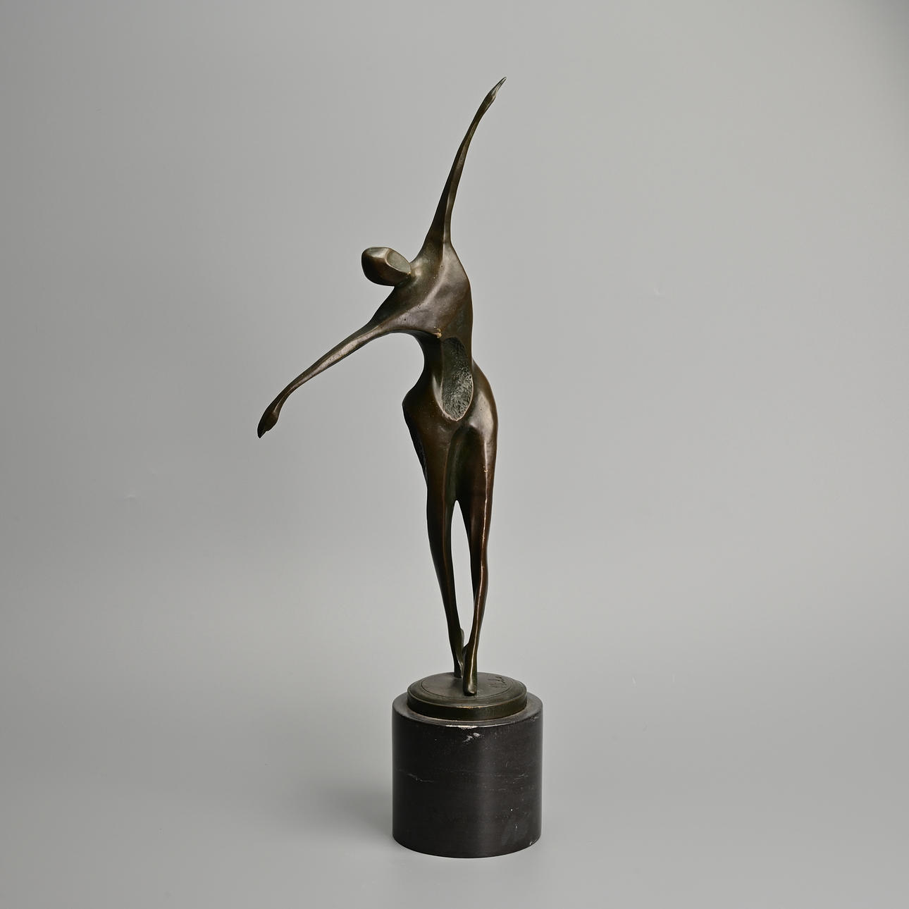 MILO MARTIN (1893-1970) BRONZE STYLISED NUDE DANCER ON BLACK MARBLE ...