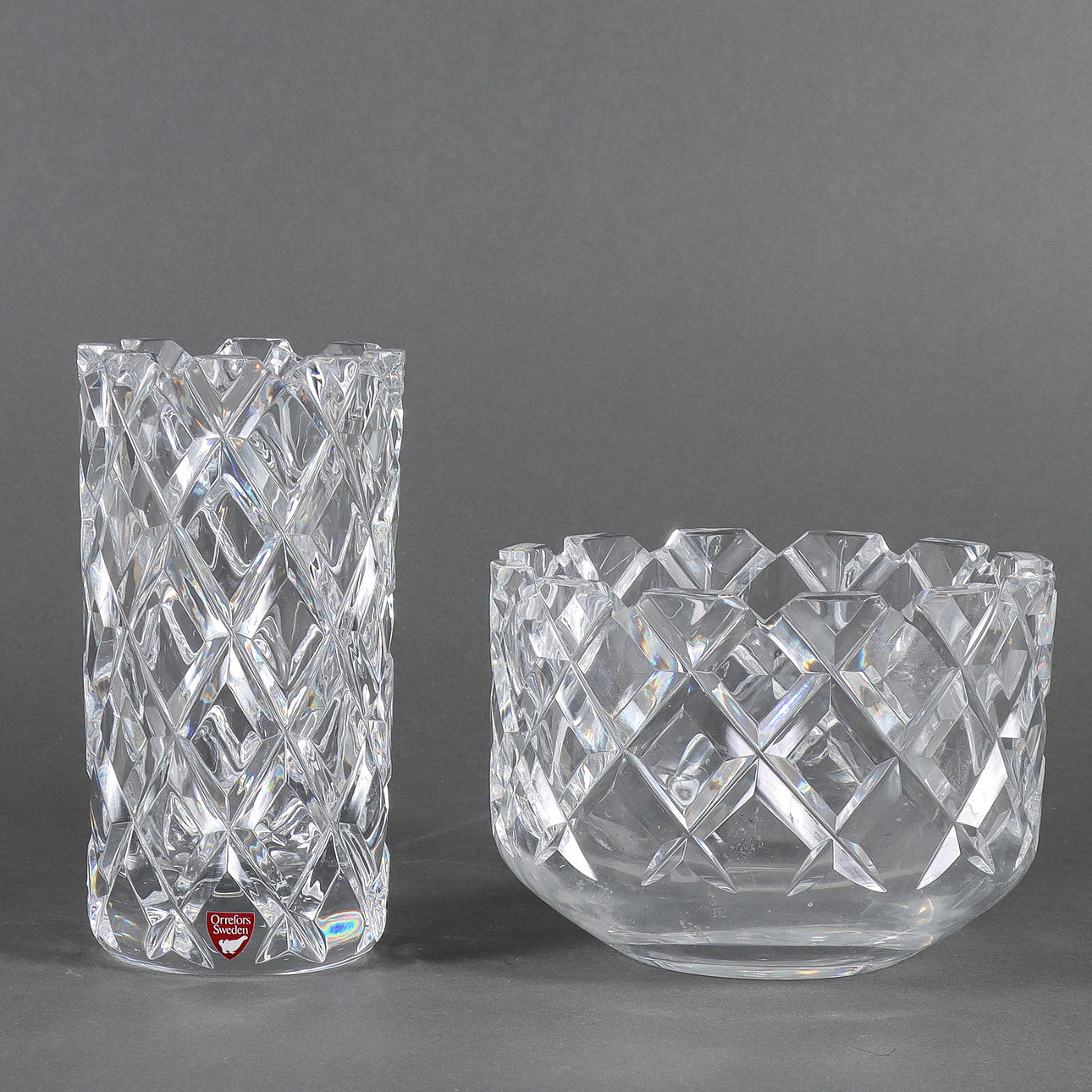 GUNNAR CYRÉN. Skål och vas, Orrefors, Sofiero.