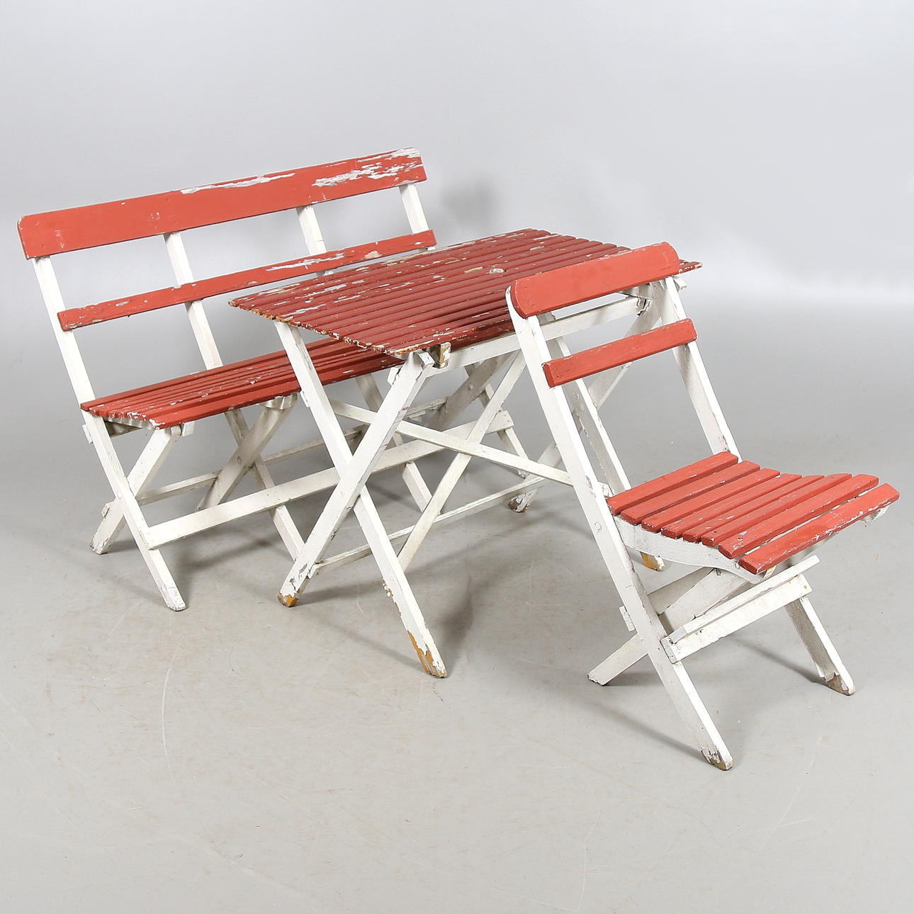 TRÄDGÅRSMÖBLER, 3 delar, trä, 1950/60-tal.