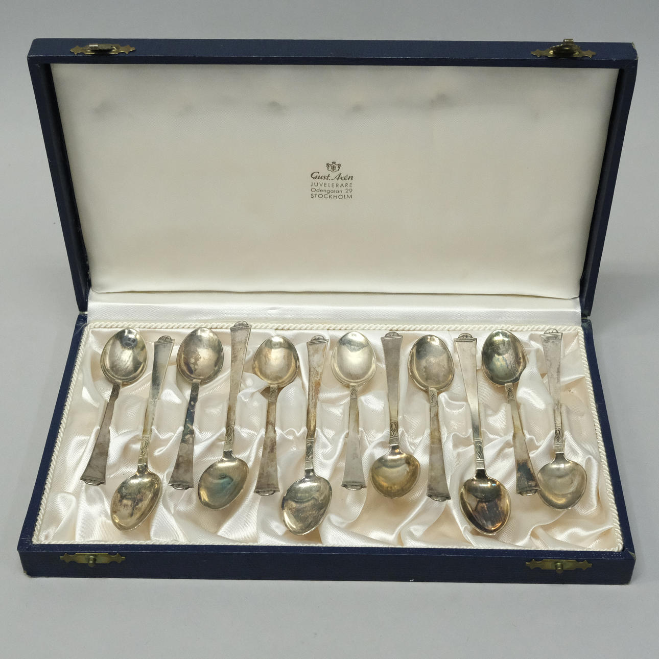 JACOB ÄNGMAN. COFFEE SPOONS, TWELVE PIECES, SILVER.
