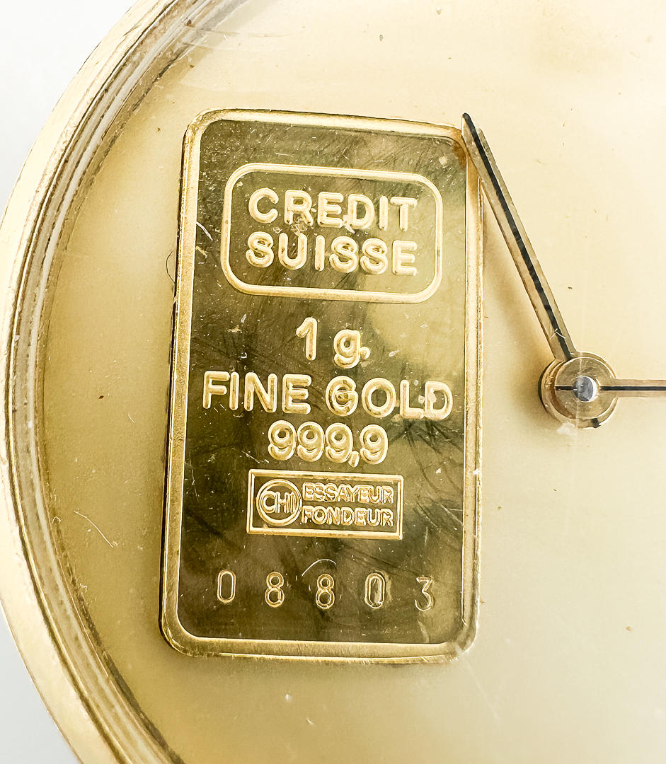 WRISTWATCH, Credit Suisse, with gold plaque in fine gold on dial