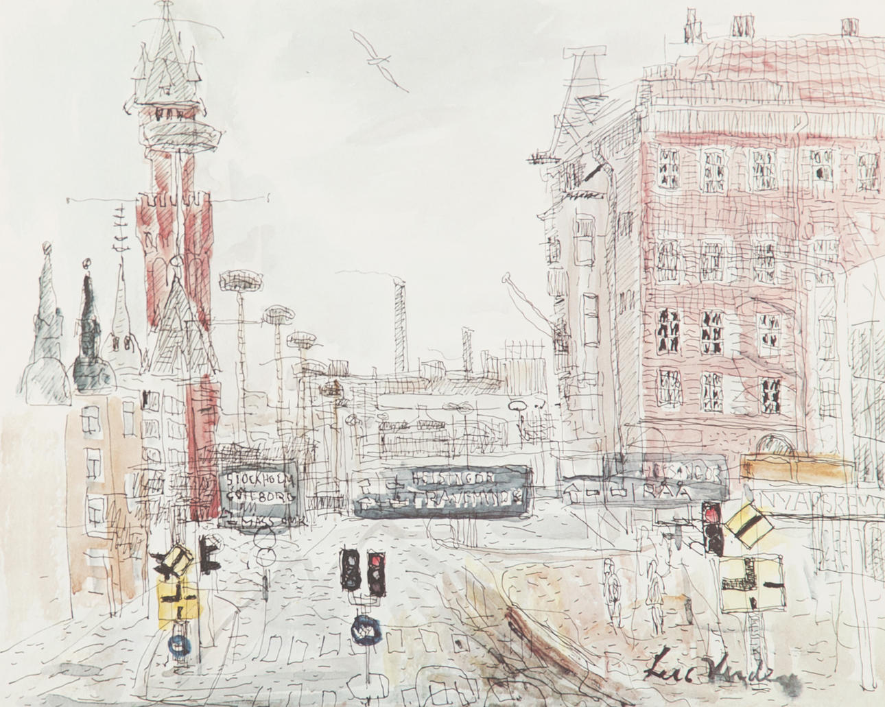 LARS HERDER. Helsingborgsmotiv, signerat tryck.