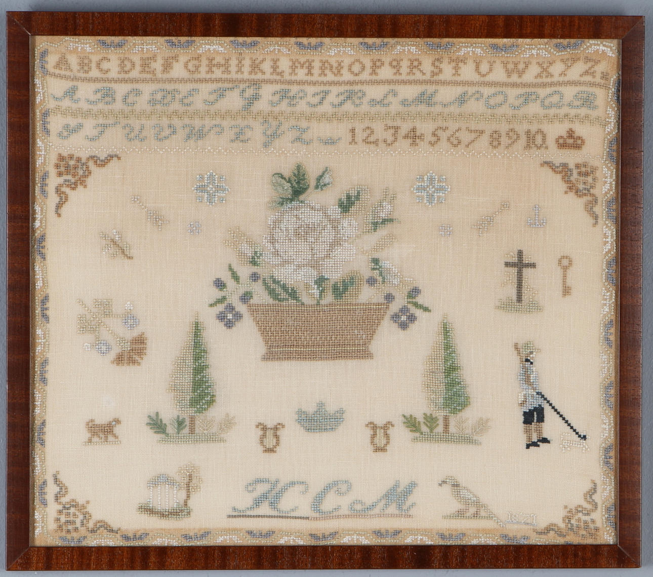 MÄRKTAVLA, broderad, daterad 1871.