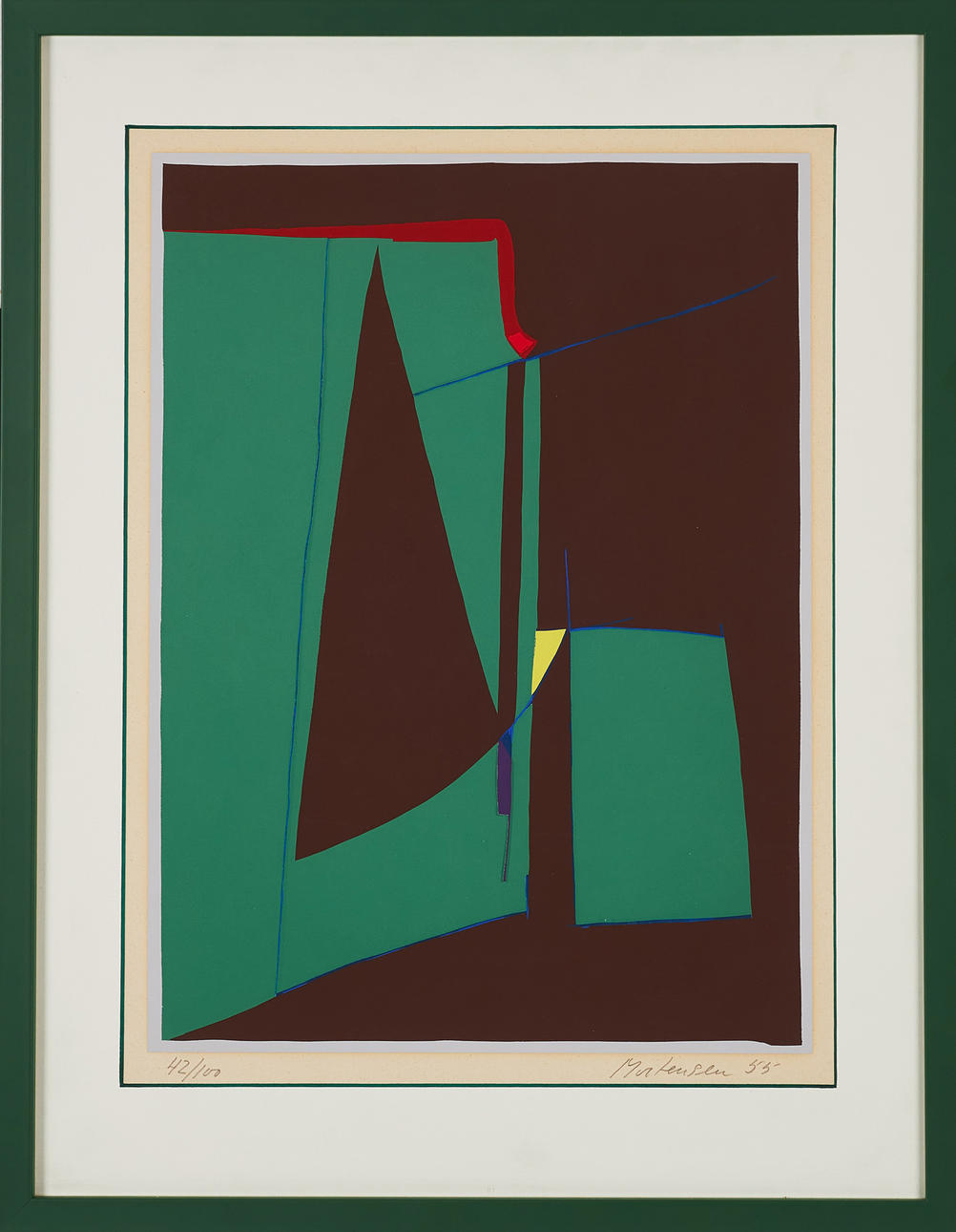 RICHARD MORTENSEN. Geometric composition, lithograph in colours, signed, numbered 42/100 and dated -55.