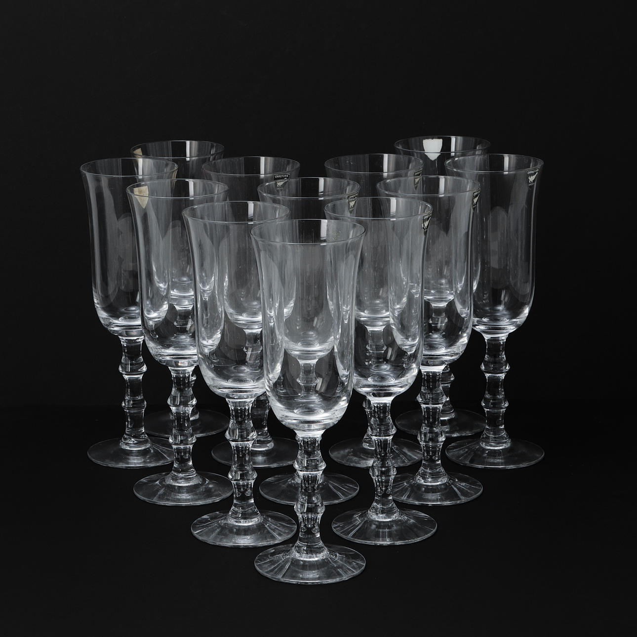 SIMON GATE. Champagneglas, 12 st, "Salut", Orrefors.